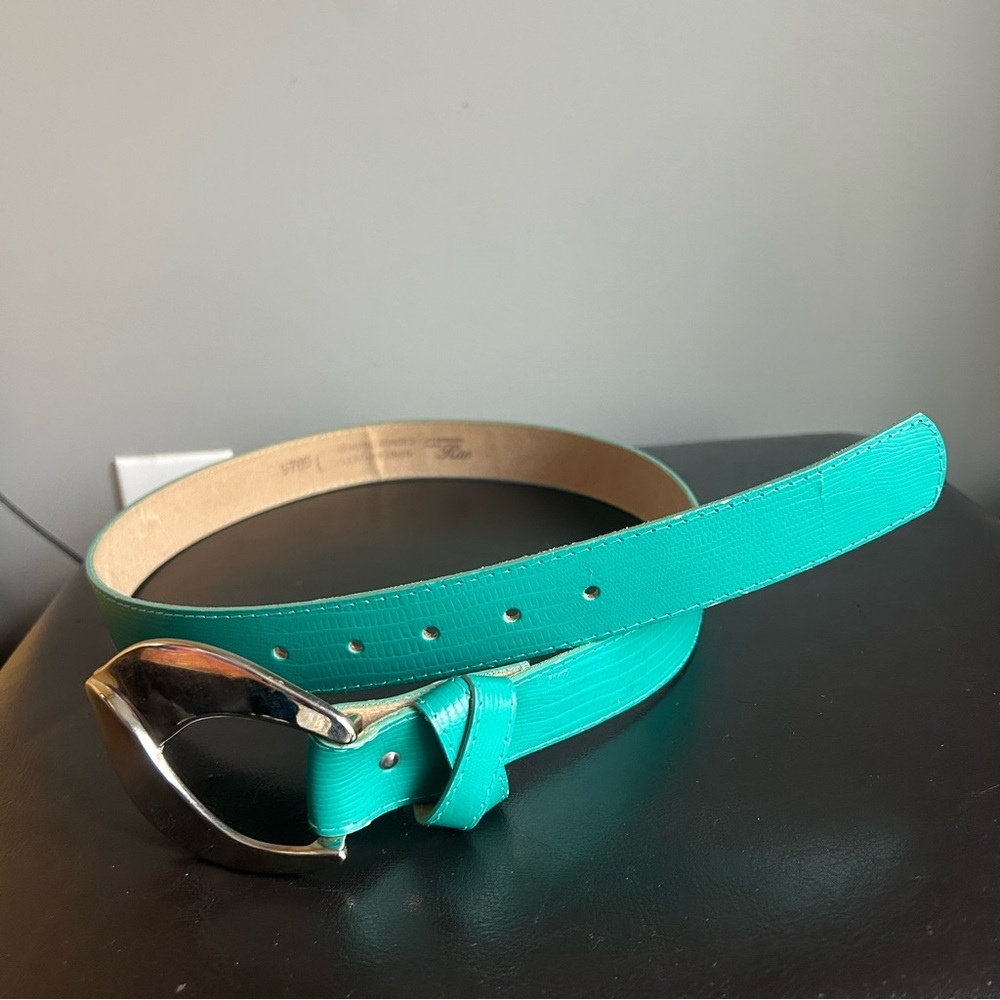 Rae Vintage Bonded Leather Teal & Silver Belt